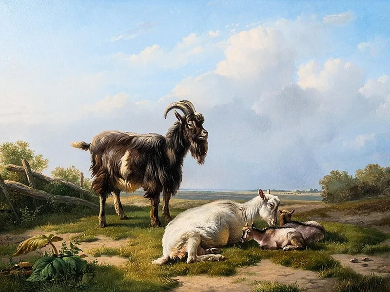 1800-Pierre Emmanuel Dielman - Capra, capra e capretti